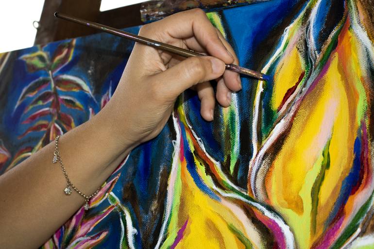 Original Abstract Floral Painting by Aileen Rosario