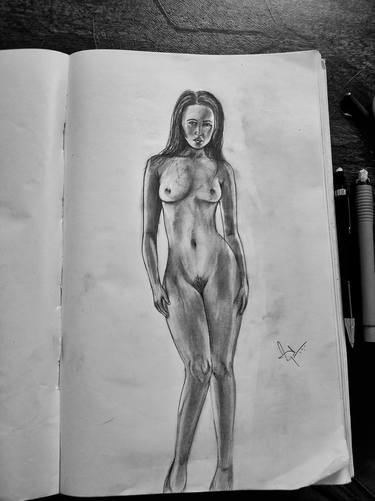 Nude painting graphite art thumb