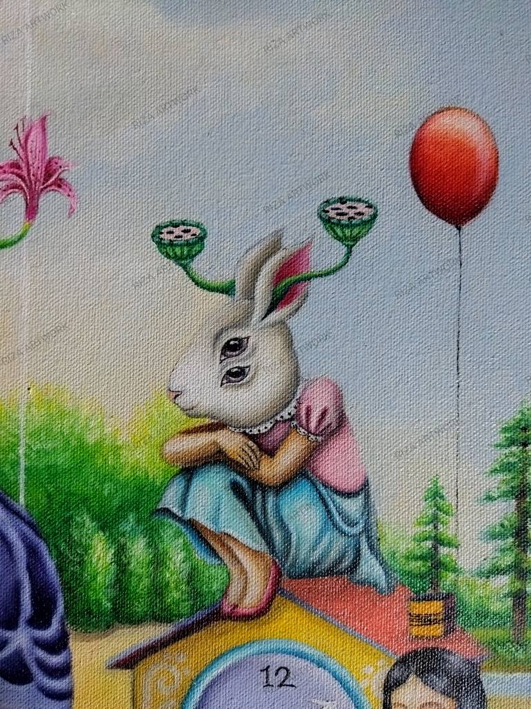 Original Surrealism Children Painting by Rahayu Riza
