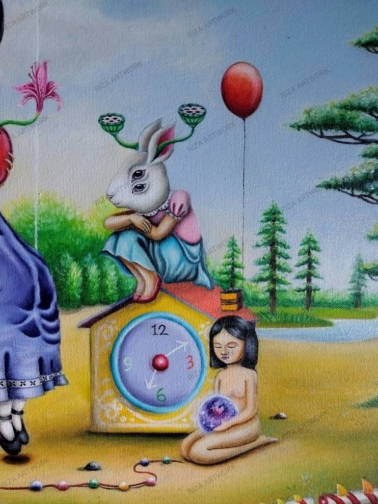 Original Surrealism Children Painting by Rahayu Riza