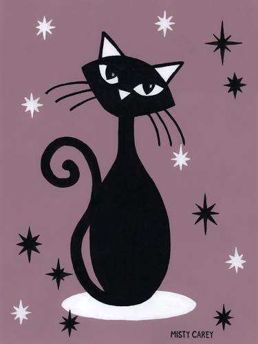 Print of Art Deco Cats Paintings by Misty Carey