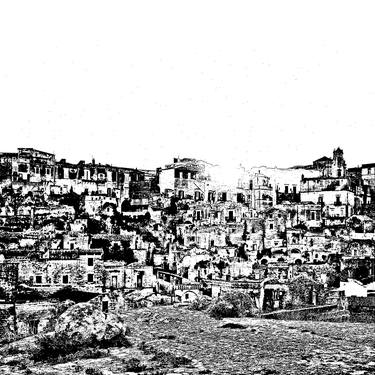 Sassi of Matera urban landscape ink thumb