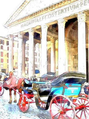 Roman carriage standing in front of the Pantheon thumb