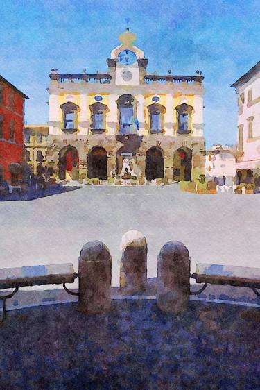 Original Documentary Architecture Paintings by Giuseppe Cocco