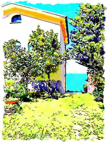 Trees in the garden with sea view thumb