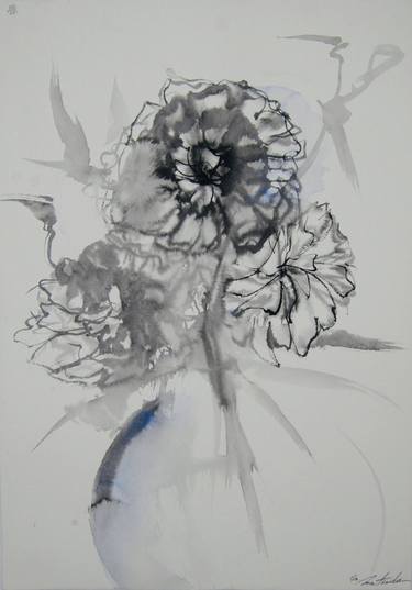 Original Fine Art Floral Drawings by Motoko Matsuda