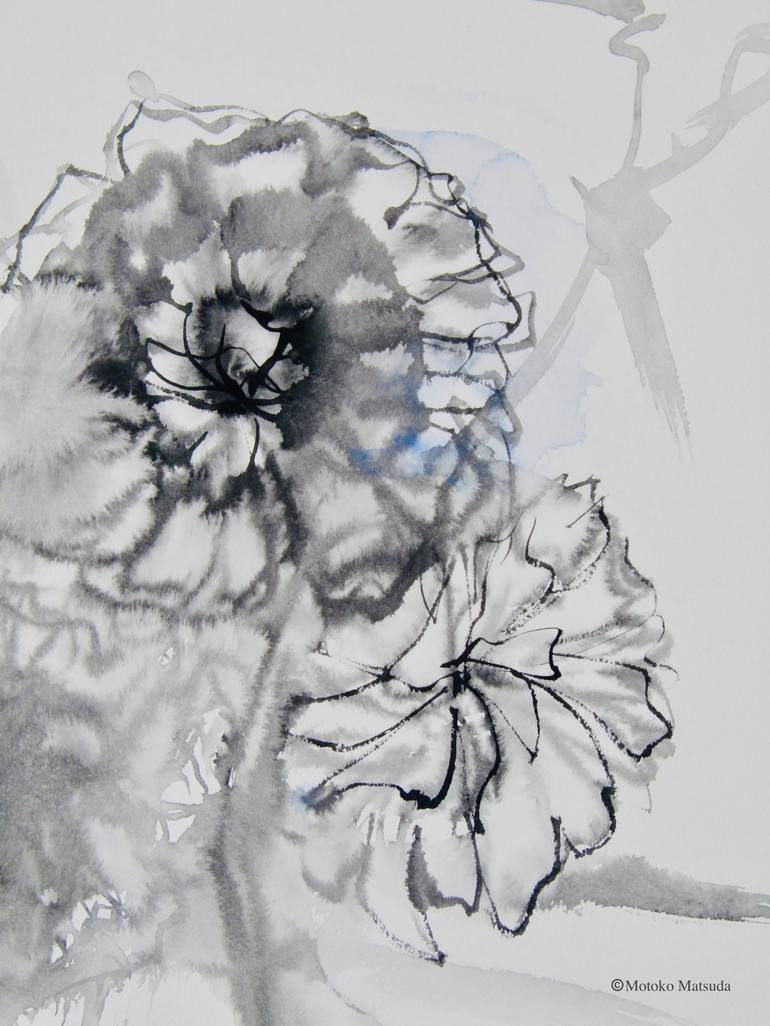 Original Fine Art Floral Drawing by Motoko Matsuda