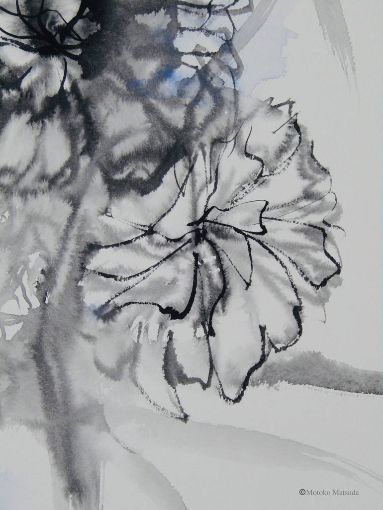 Original Floral Drawing by Motoko Matsuda