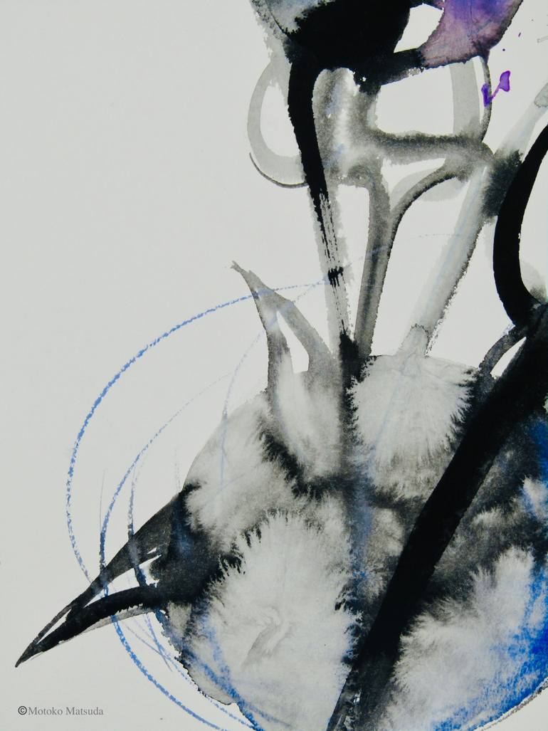 Original Abstract Floral Drawing by Motoko Matsuda