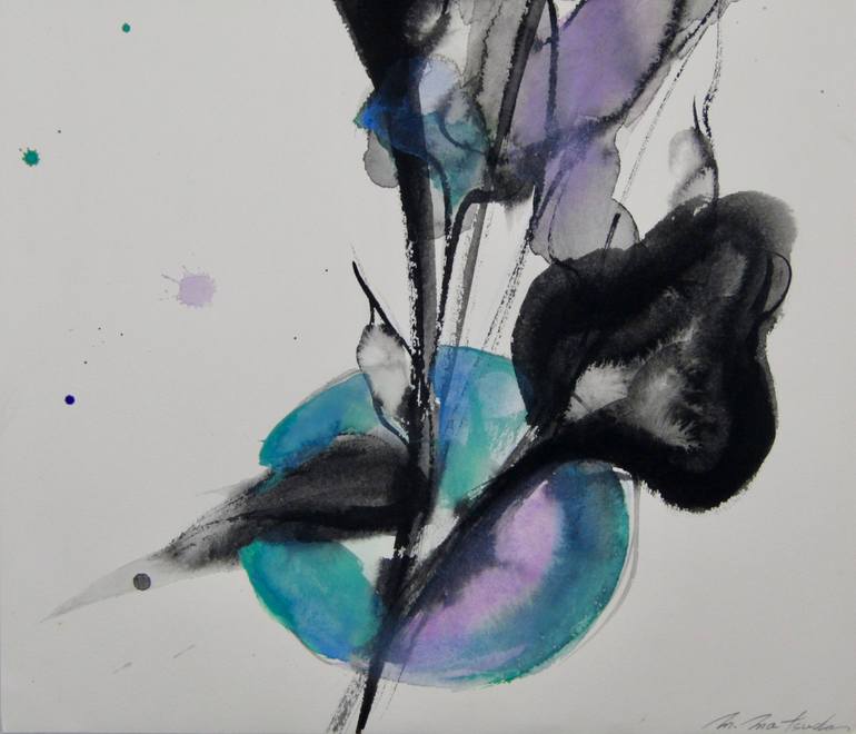 Original Abstract Floral Drawing by Motoko Matsuda