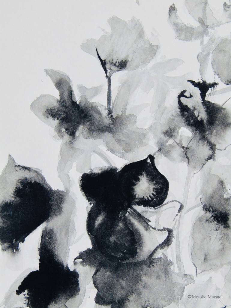 Original Fine Art Floral Drawing by Motoko Matsuda