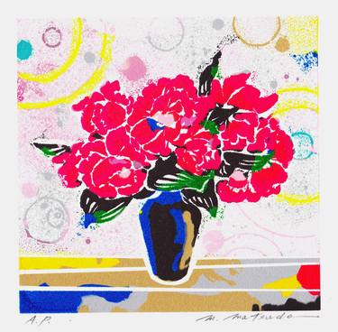 Red flowers in a black vase - Limited Edition of 17 thumb