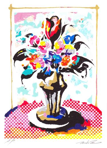 Print of Pop Art Floral Printmaking by Motoko Matsuda
