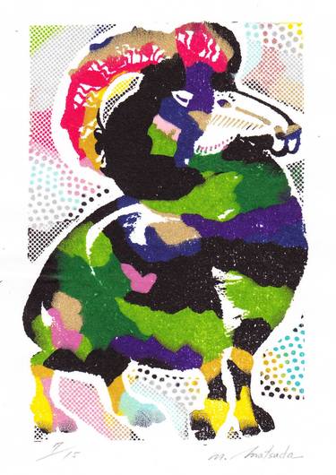 Original Pop Art Animal Printmaking by Motoko Matsuda