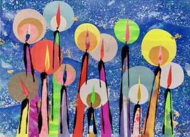 Original Pop Art Light Collage by Motoko Matsuda