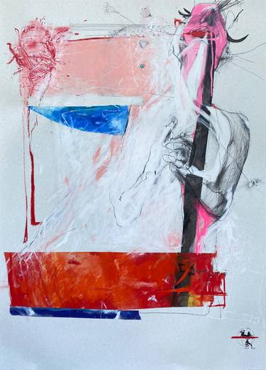 Original Abstract Portrait Mixed Media by Kasia Slania