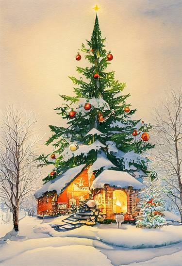 Christmas Tree Watercolor art thumb