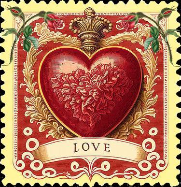 Vintage Heart Postage Stamp thumb