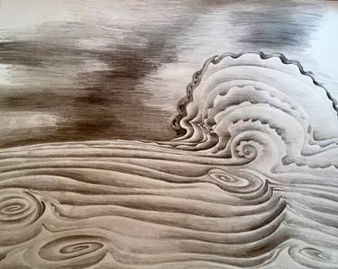 Original Abstract Seascape Drawings by LINDA KING