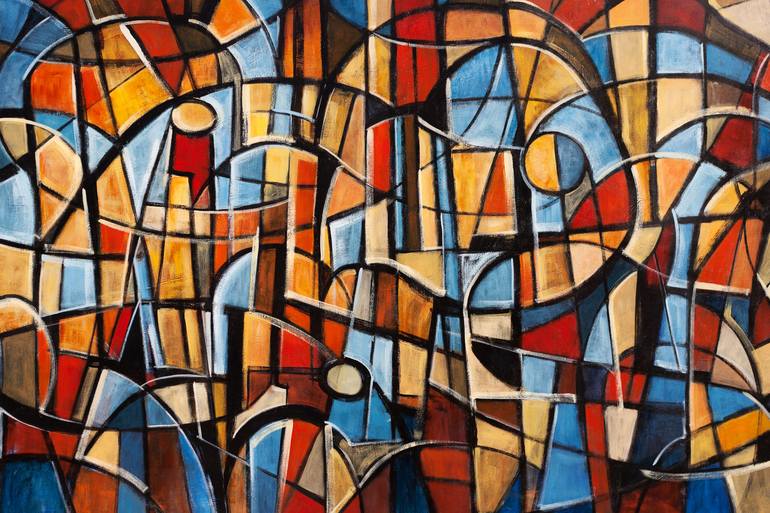 Original Abstract Expressionism Geometric Painting by Francesco  D'Adamo