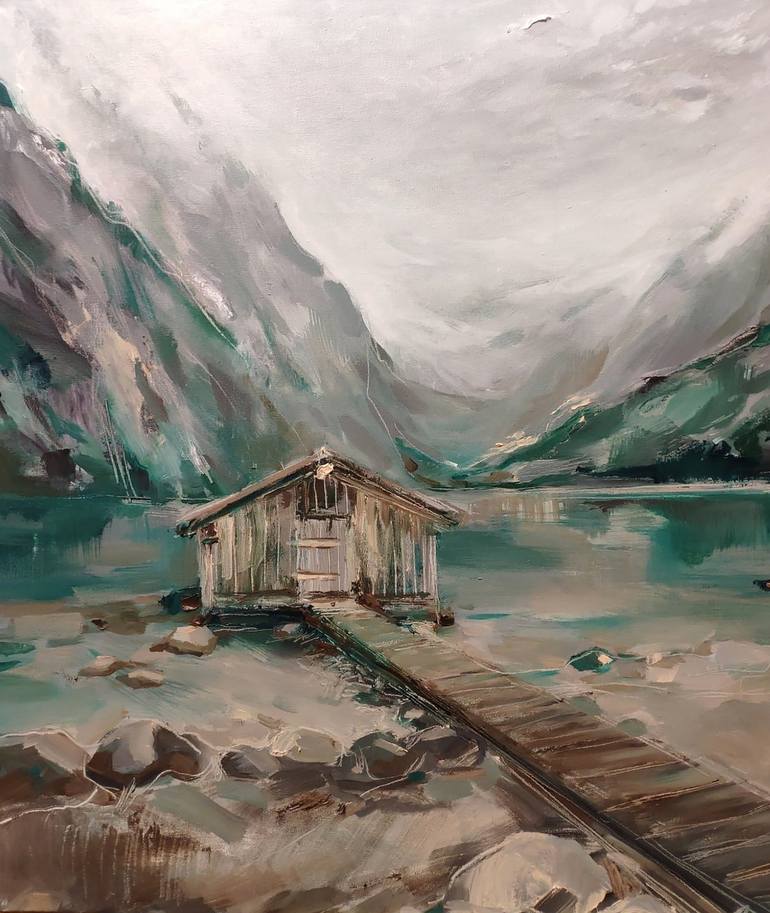 MISTY ALPS Painting by Marianna Nerozna | Saatchi Art Haiti