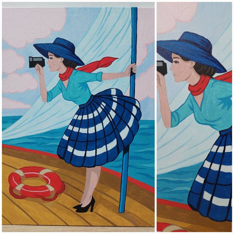 Original Pop Art Seascape Painting by Daria Stepanova