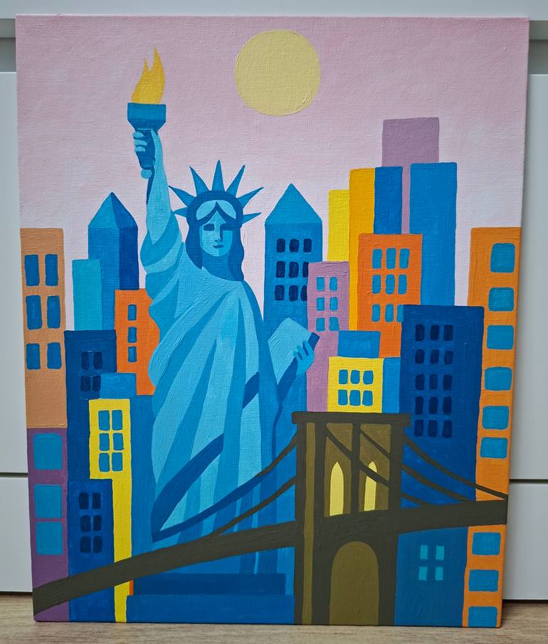 Original Cubism Cities Painting by Daria Stepanova