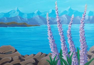 Mountain landscape with lupins thumb