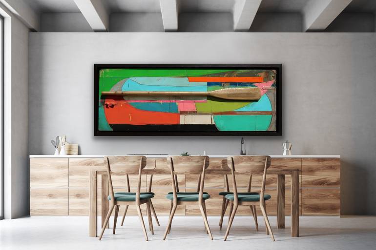 Original Abstract Boat Painting by Rey Alfonso