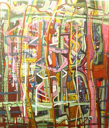 Original Abstract Expressionism Architecture Painting by Ghaidaa Ashraf