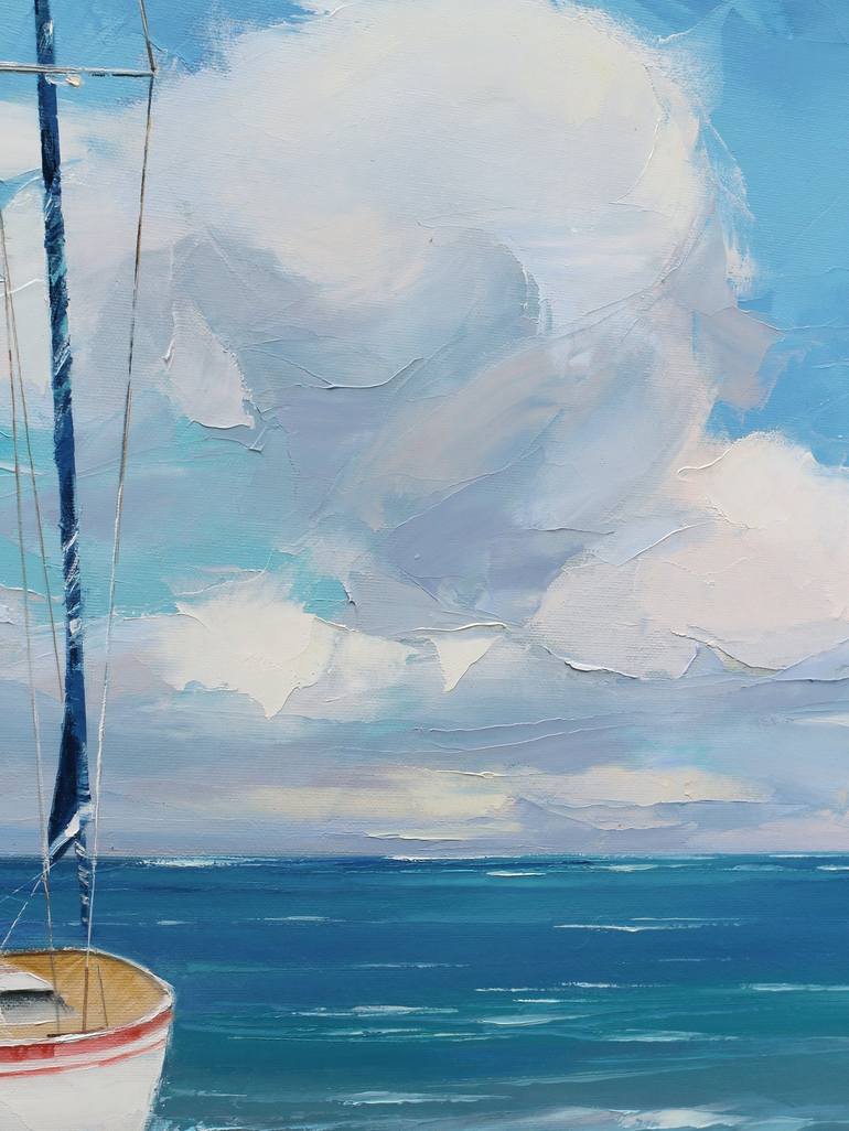 Original Fine Art Sailboat Painting by Yooshin Kim