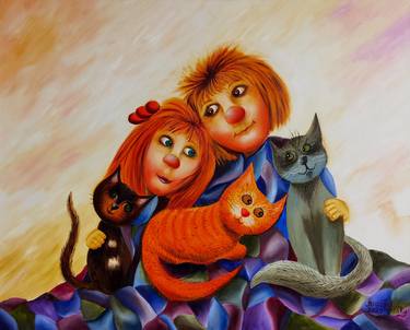 Print of Cats Paintings by Anastasia Tversky