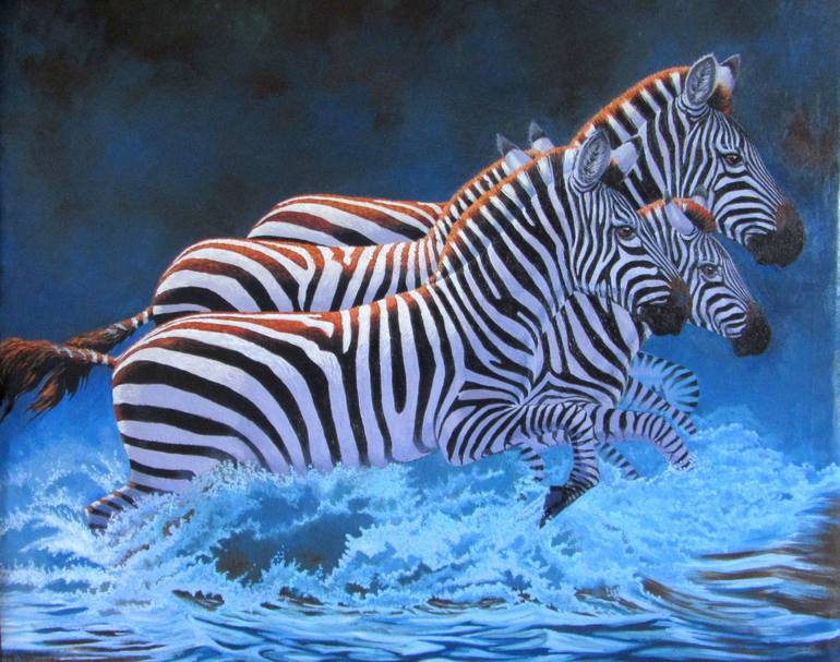 Original signed art 'Zebra in deals the Mist'