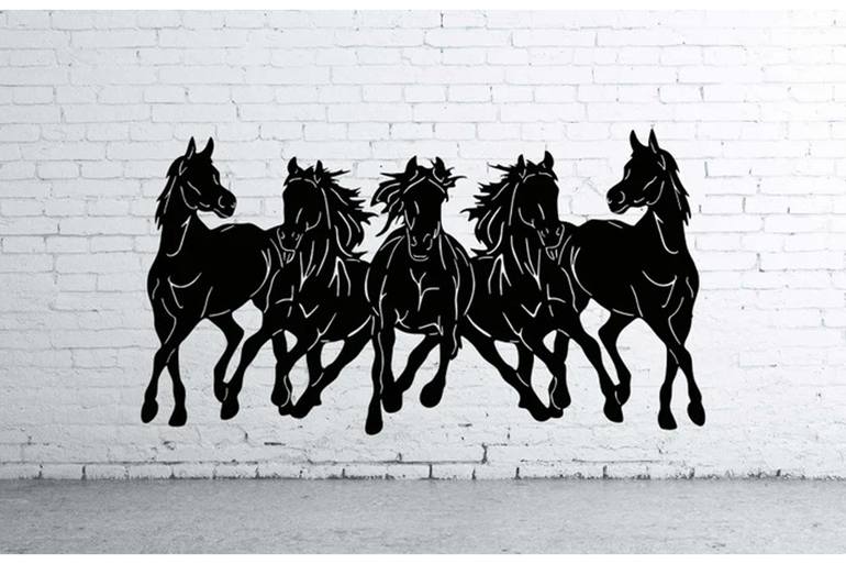 Running Horse Wall Art Decor Metal Horse Wall Art Sculpture by heer