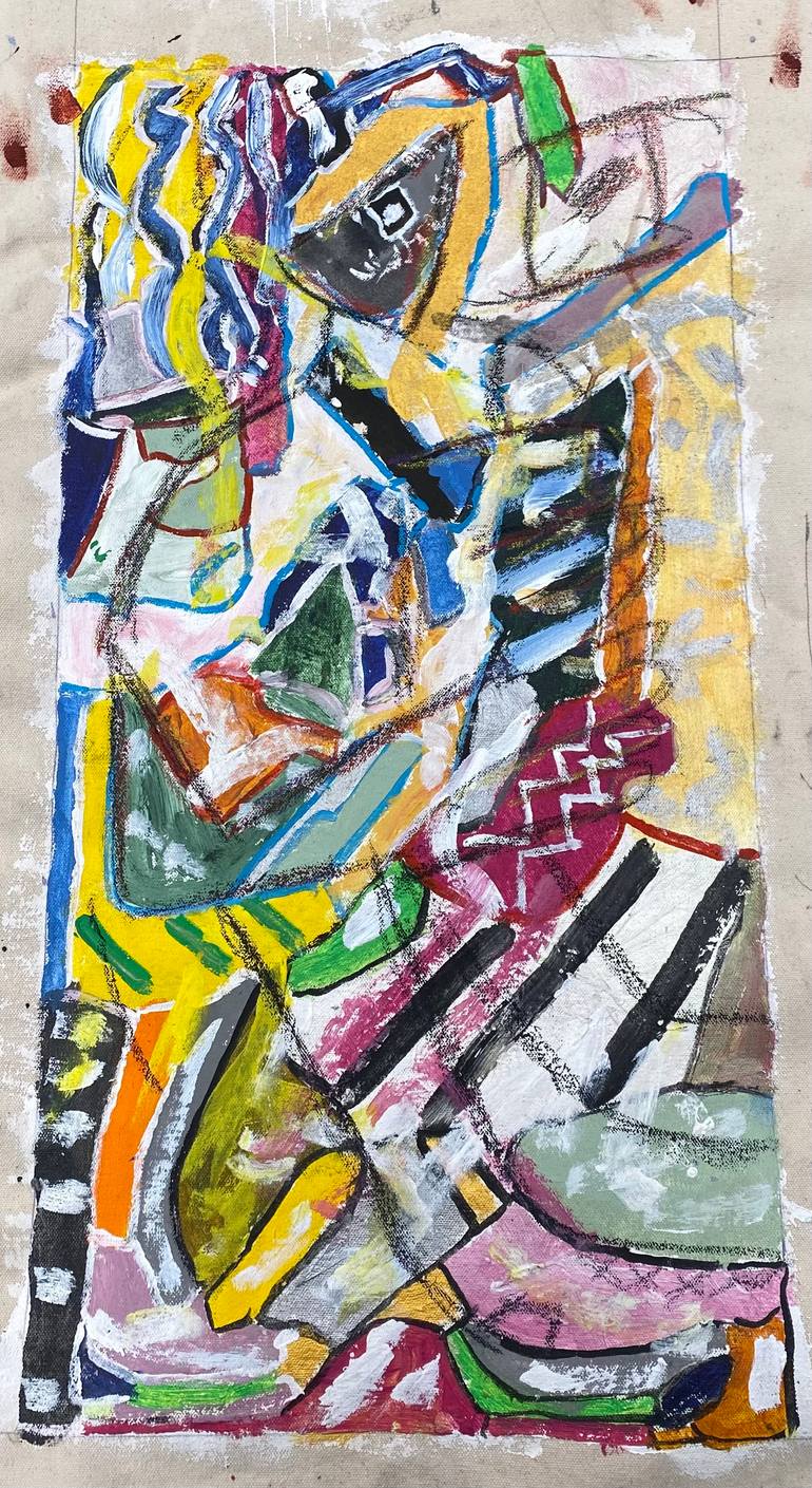 Original Women Painting by David Kramer | Abstract Art on Canvas | profile of a woman