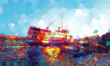 Original Geometric Boat Digital by Ayhan Çeli̇k