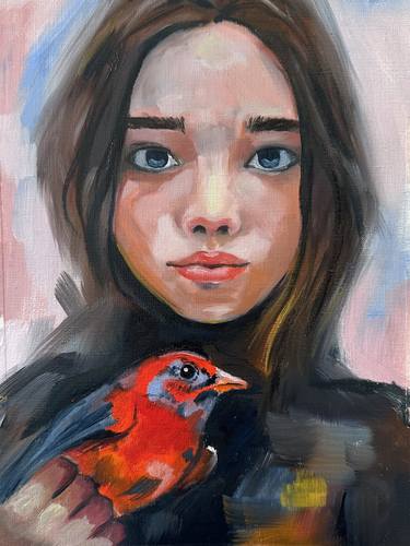 Girl with a Red Bird thumb