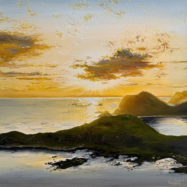 Original Landscape Painting by Yuliia Halata | Realism Art on Canvas | "Sunset over the Lofoten Islands"