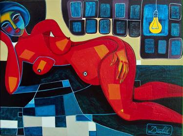 Print of Cubism Nude Paintings by Dastid Miluka