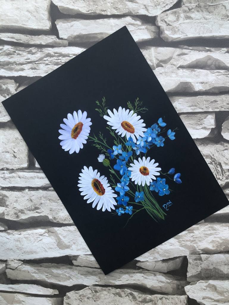 Original Art Deco Floral Painting by Navita Gujral