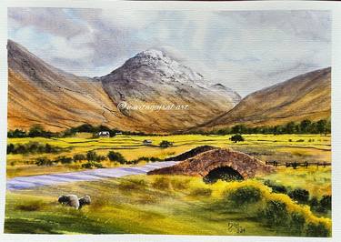 Original Watercolor Landscape Painting A4 thumb