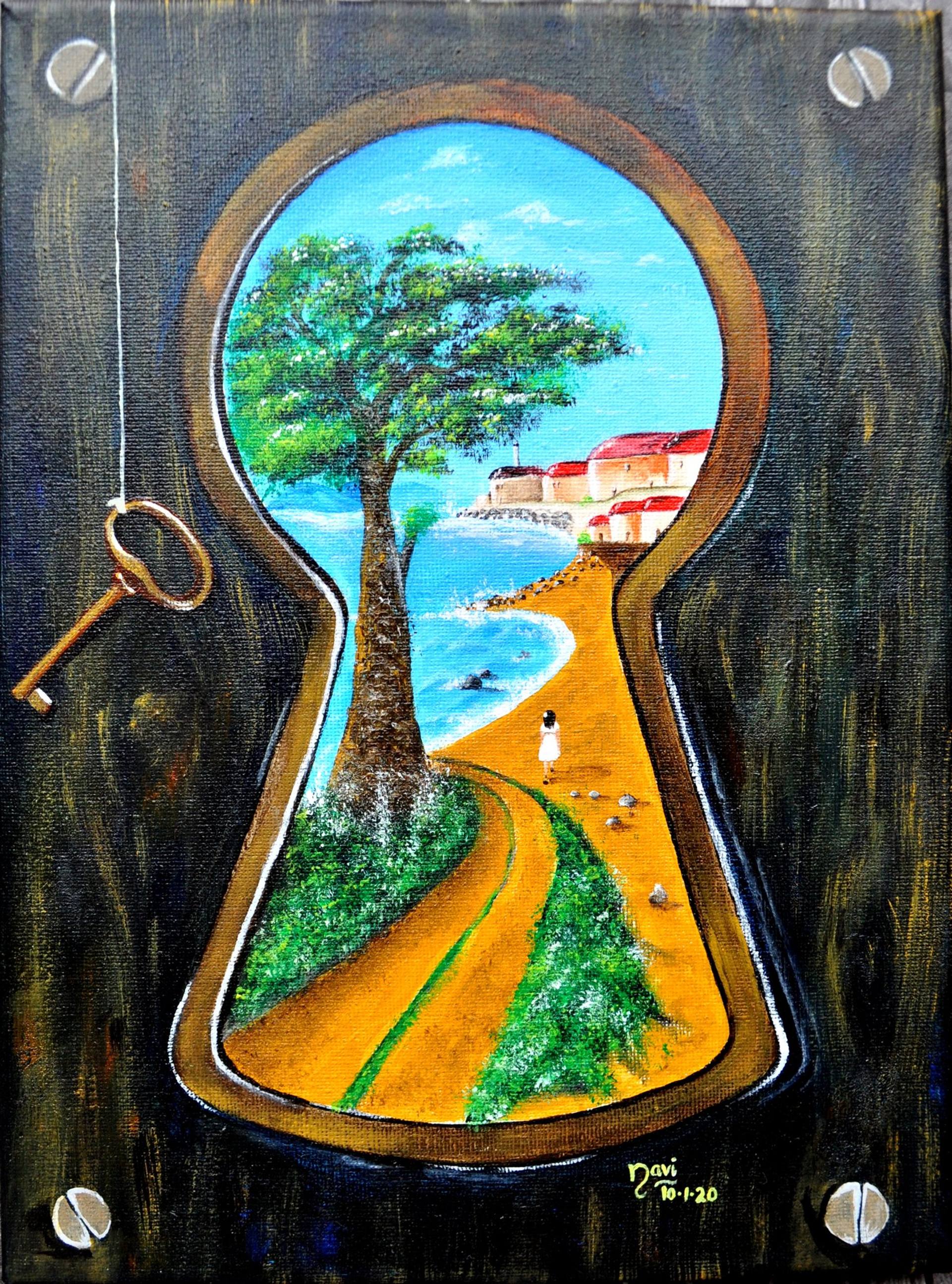 The Other Side of the Door Painting by Navita Gujral | Saatchi Art