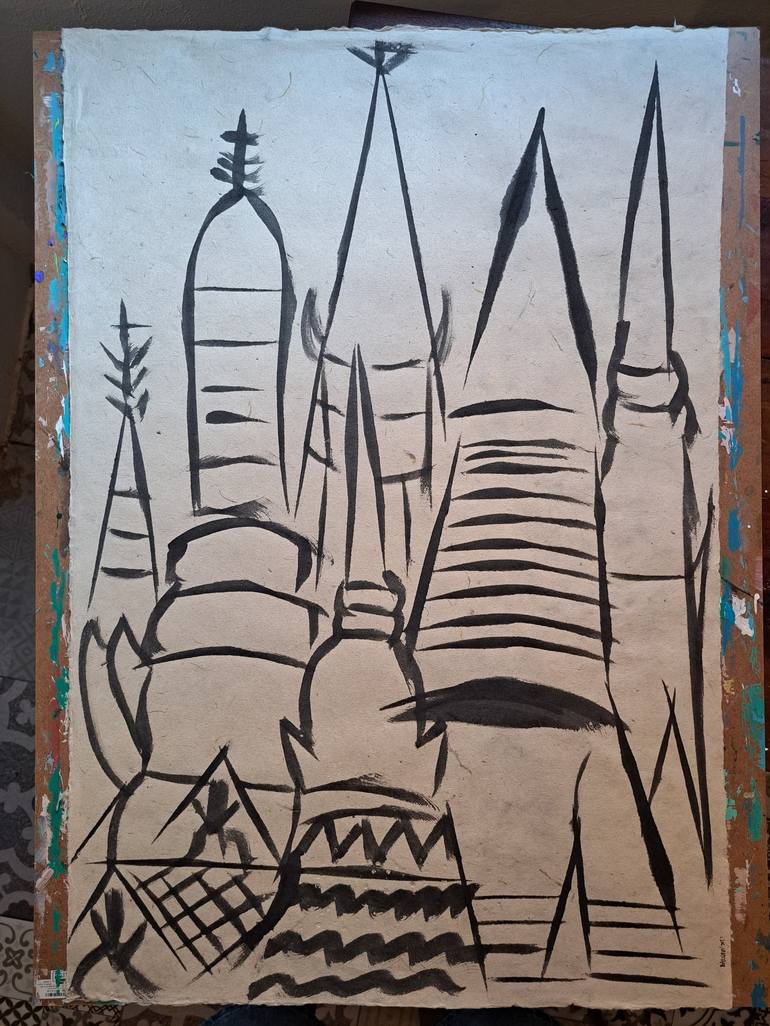 Original Abstract Cities Painting by Tor Banjapat