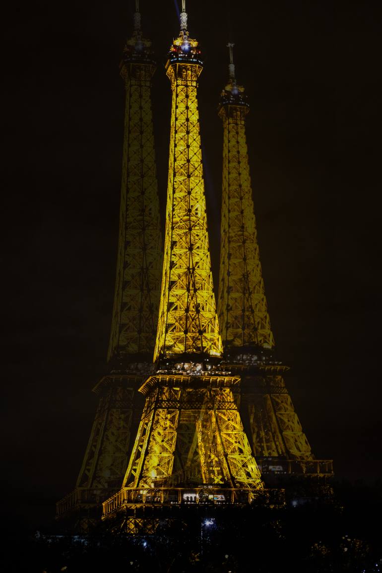 Original Architecture Photography by Gilliard Bressan | Contemporary Art on Paper | Golden Echoes of the Eiffel Tower
