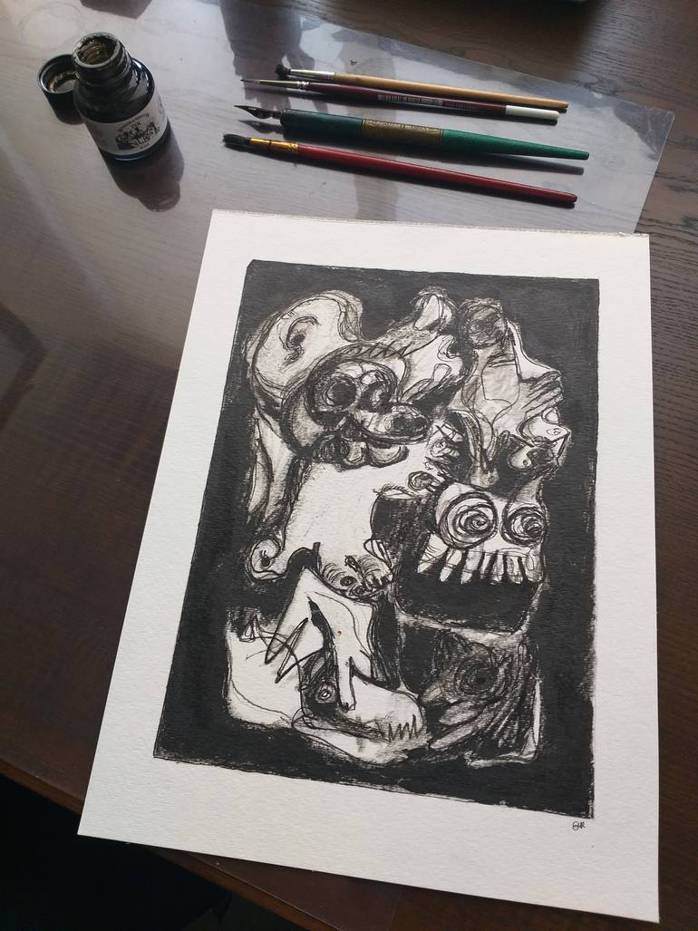 Original Expressionism Fantasy Drawing by Enrique Martinez-Reding