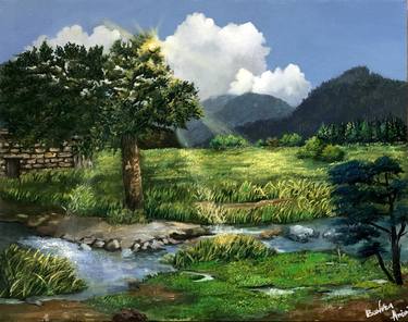 Print of Realism Landscape Paintings by Bushra Amini
