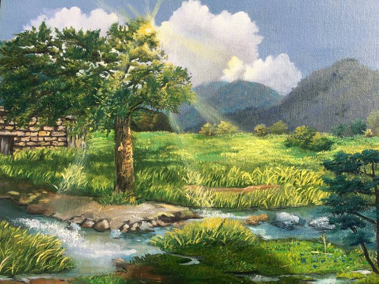 Original Realism Landscape Painting by Bushra Amini
