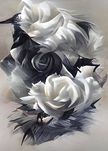 Abstract black and white roses thumb