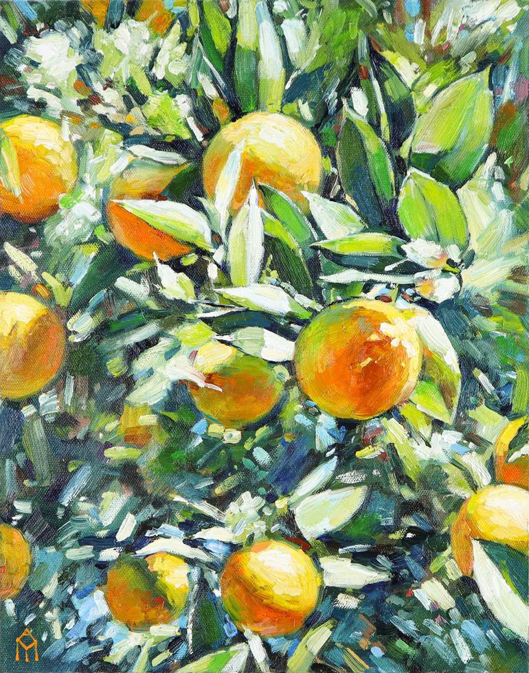 Tangerine Tree Oil Artwork 11x14 Painting by ANNA MAKAROVA | Saatchi Art