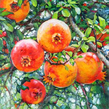 "Haze of thoughts" Pomegranate Tree Oil Art thumb